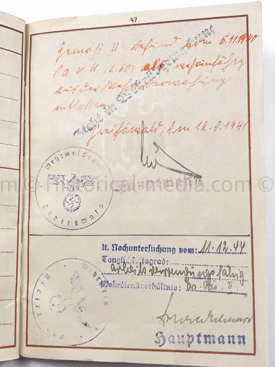 WEHRPASS - 2. INFANTERIE DIVISION (MOT.) - EK2 AWARDED FOR POLAND CAMPAIGN 1939 