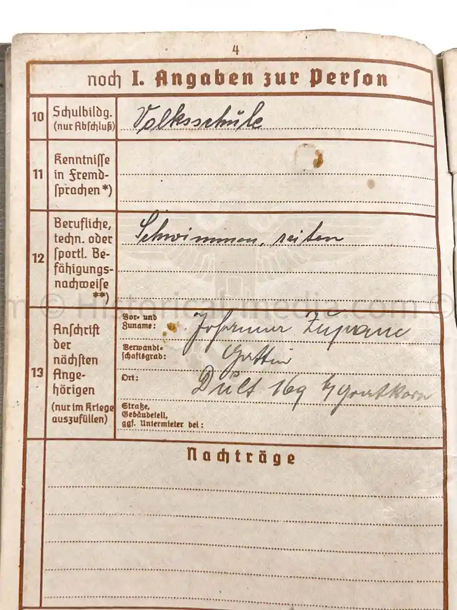 WEHRPASS - 3. GEBIRGS DIVISION - WWI ITALIAN POW + POLAND 1939 