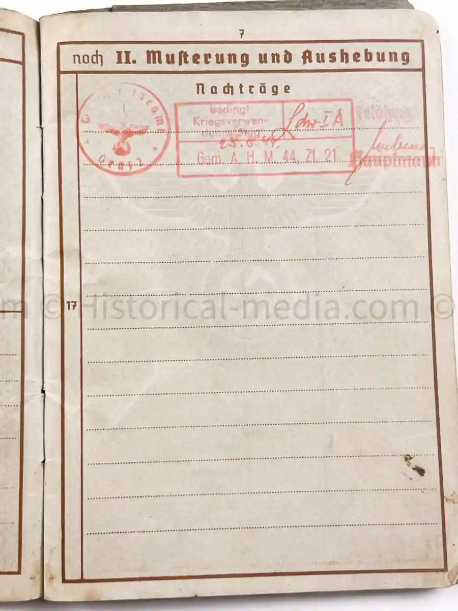 WEHRPASS - 3. GEBIRGS DIVISION - WWI ITALIAN POW + POLAND 1939 