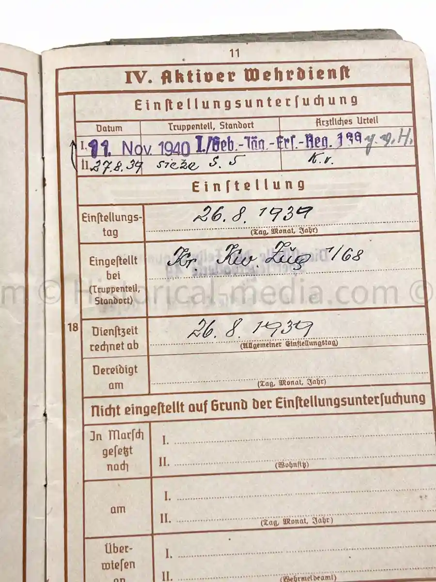 WEHRPASS - 3. GEBIRGS DIVISION - WWI ITALIAN POW + POLAND 1939 