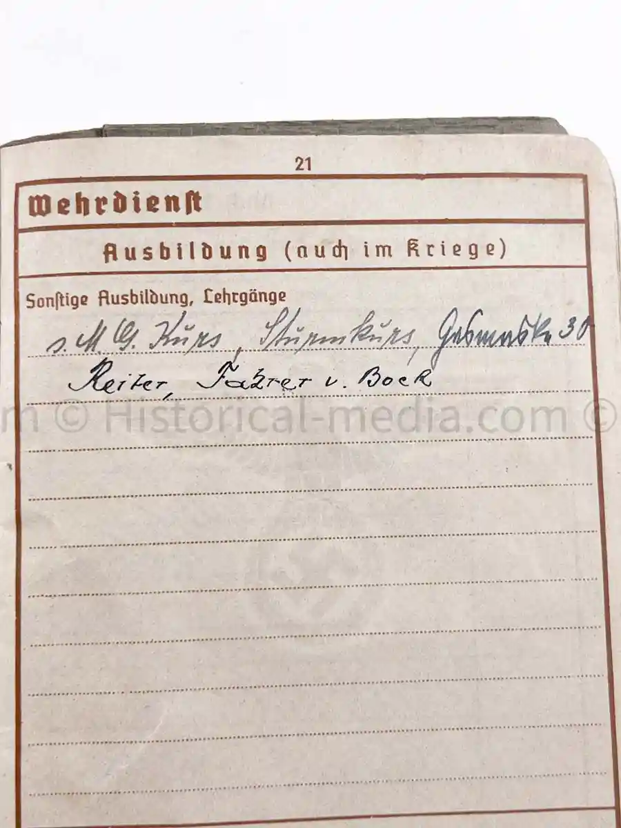 WEHRPASS - 3. GEBIRGS DIVISION - WWI ITALIAN POW + POLAND 1939 