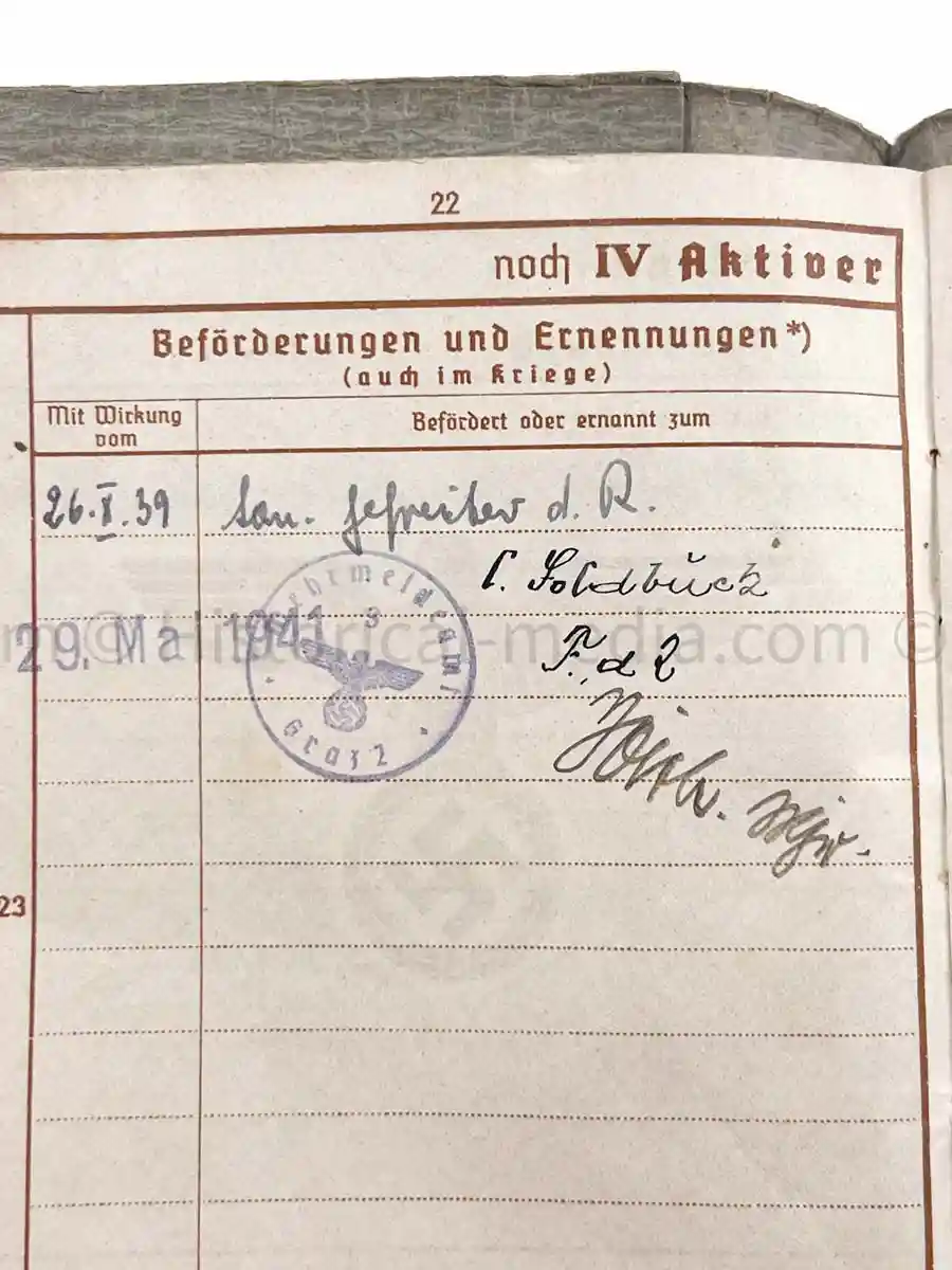 WEHRPASS - 3. GEBIRGS DIVISION - WWI ITALIAN POW + POLAND 1939 