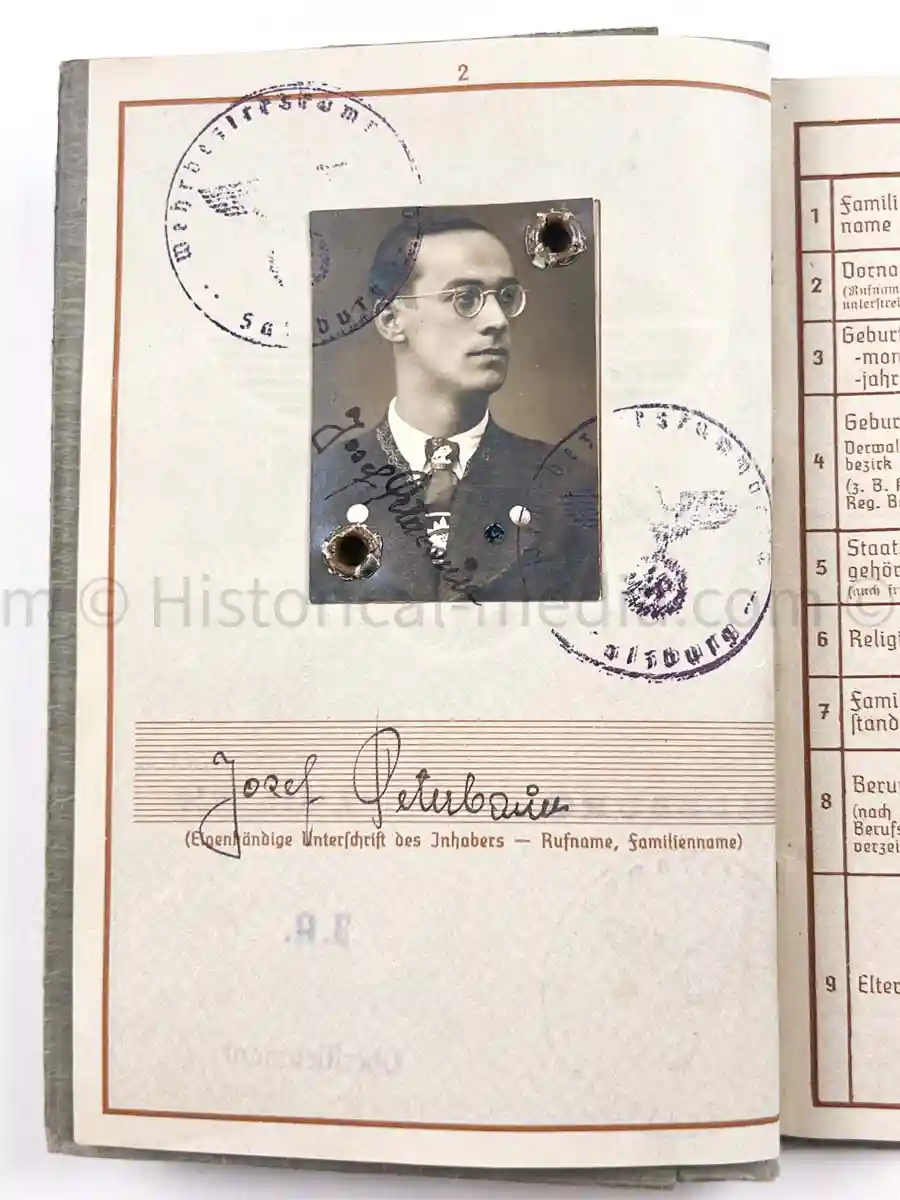 WEHRPASS - 3. GEBIRGS DIVISION - POLAND, FRANCE, RUSSIA 