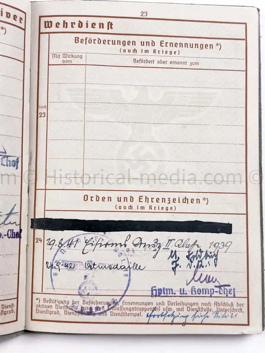 WEHRPASS - 3. GEBIRGS DIVISION - POLAND, FRANCE, RUSSIA 
