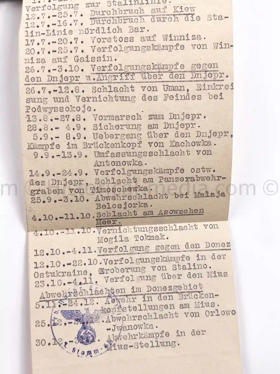 WEHRPASS - 3. GEBIRGS DIVISION - POLAND, FRANCE, RUSSIA 