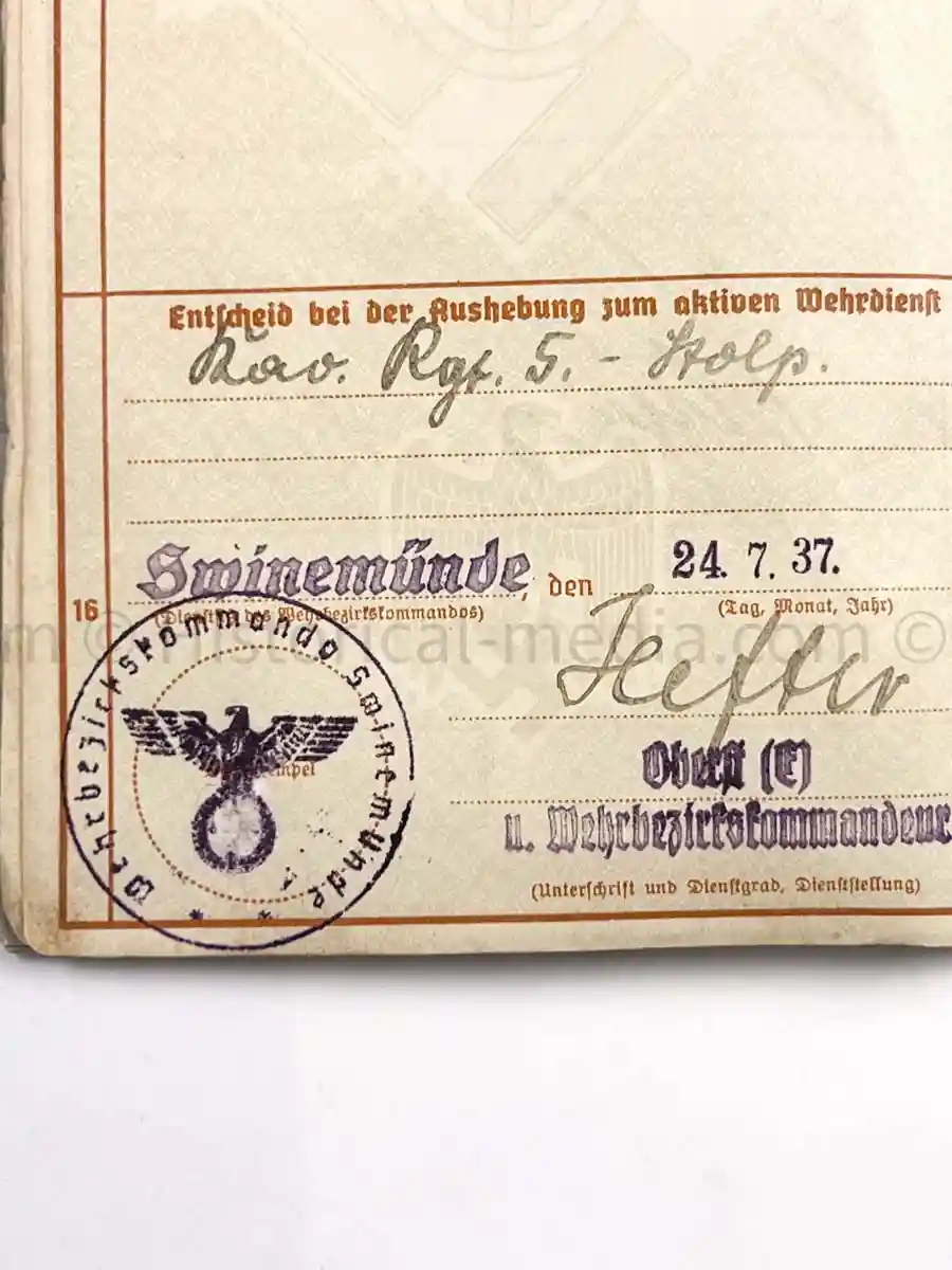 WEHRPASS - 32. INFANTERIE DIVISION - DEMYANSK SHIELD - POLAND, FRANCE, RUSSIA, BANDENKAMPF 