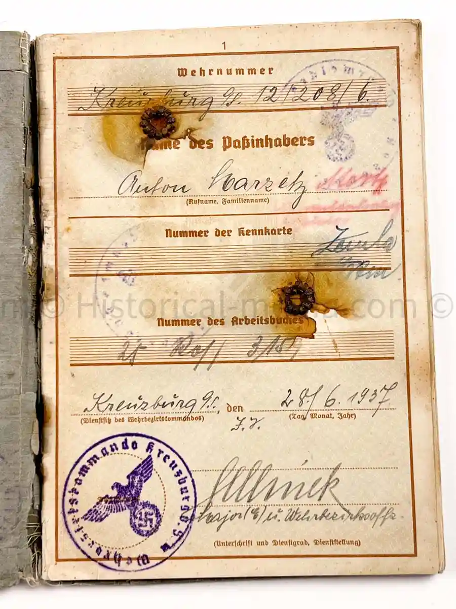 WEHRPASS - 239. INFANTERIE DIVISION - POLAND, FRANCE, RUSSIA - KIA 