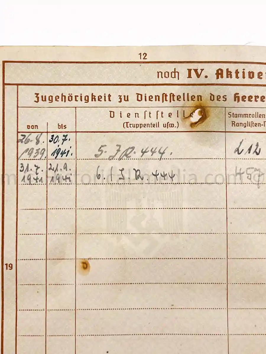 WEHRPASS - 239. INFANTERIE DIVISION - POLAND, FRANCE, RUSSIA - KIA 