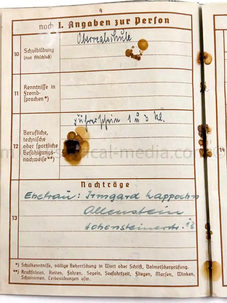 WEHRPASS - 61. INFANTERIE DIVISION - POLAND, FRANCE, NORWAY 
