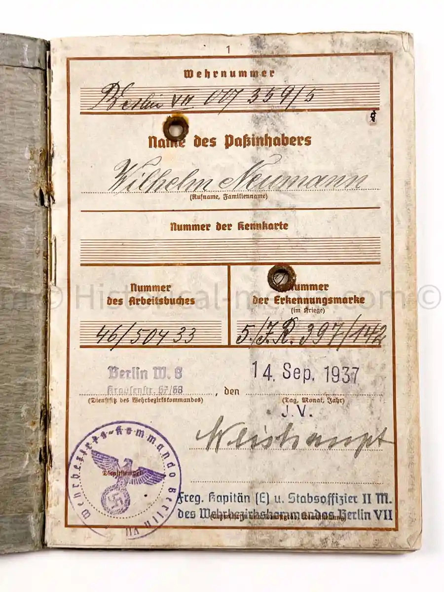 WEHRPASS - 218. INFANTERIE DIVISION - POALND, FRANCE 