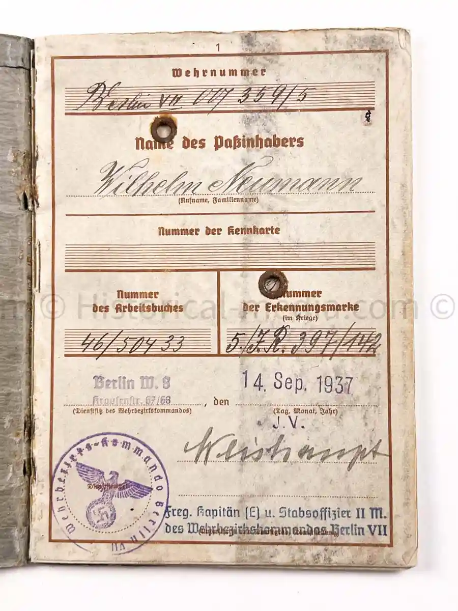 WEHRPASS - 218. INFANTERIE DIVISION - POALND, FRANCE 