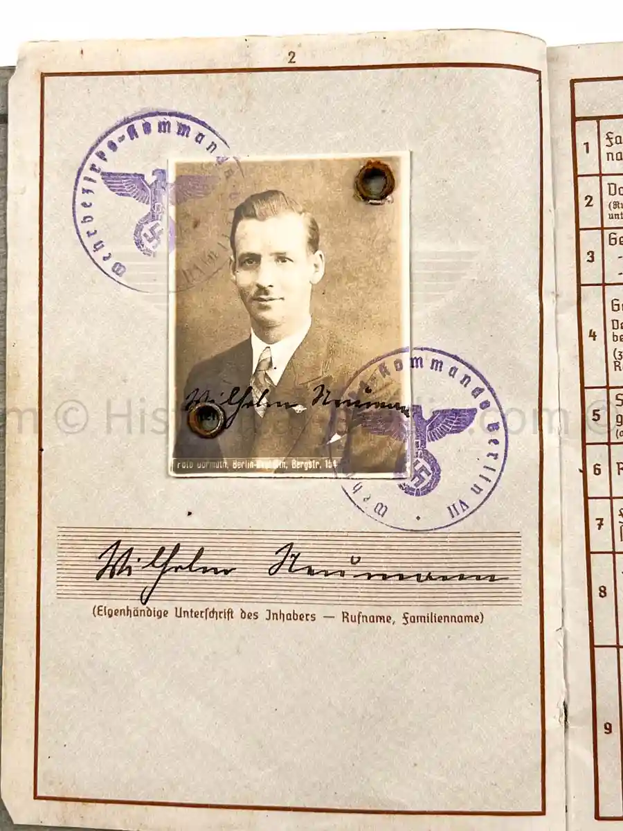 WEHRPASS - 218. INFANTERIE DIVISION - POALND, FRANCE 