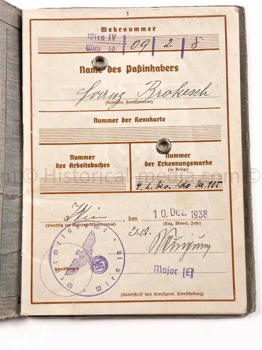 WEHRPASS - 9. PANZER DIVISION - POLAND, FRANCE 