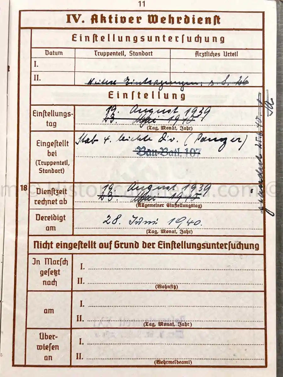 WEHRPASS - 9. PANZER DIVISION - POLAND, FRANCE 