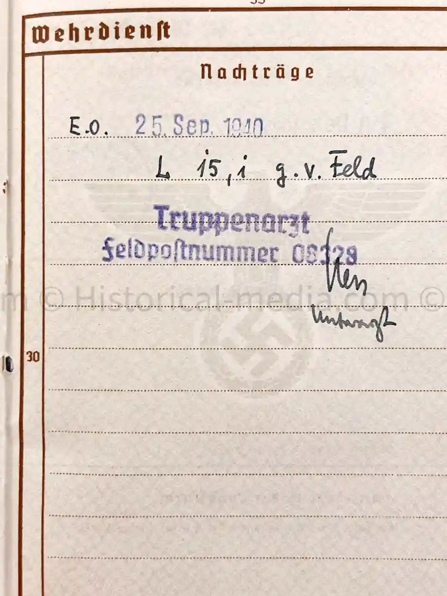 WEHRPASS - 9. PANZER DIVISION - POLAND, FRANCE 