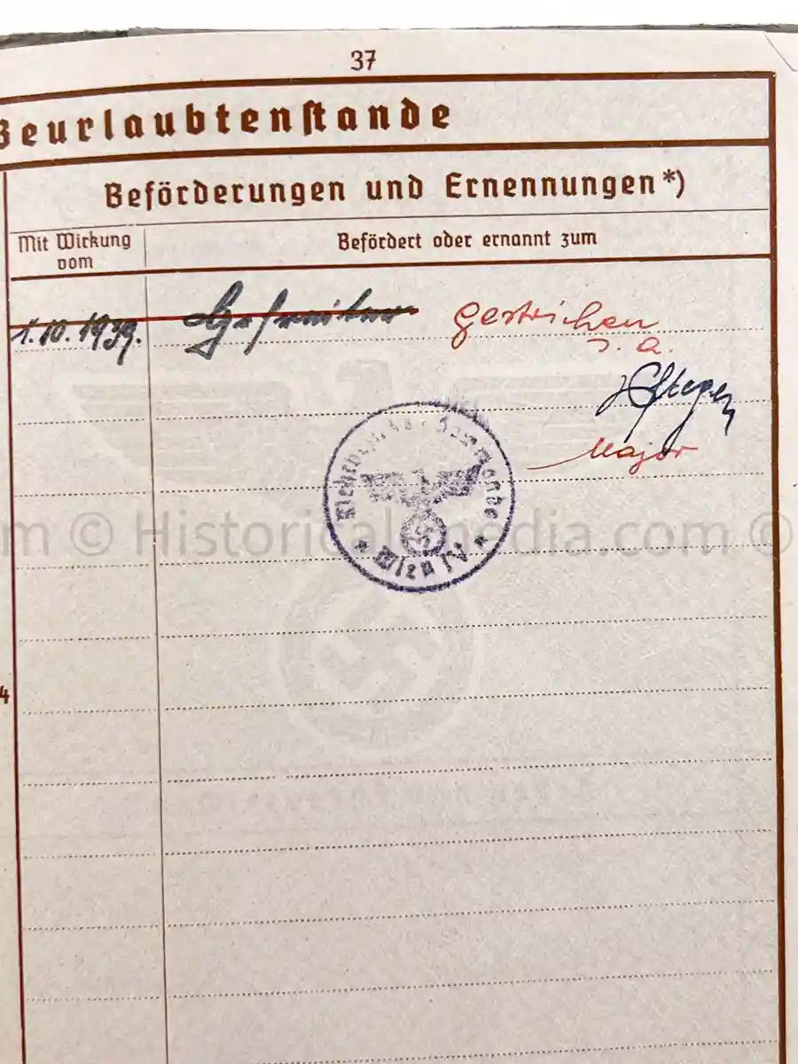 WEHRPASS - 9. PANZER DIVISION - POLAND, FRANCE 