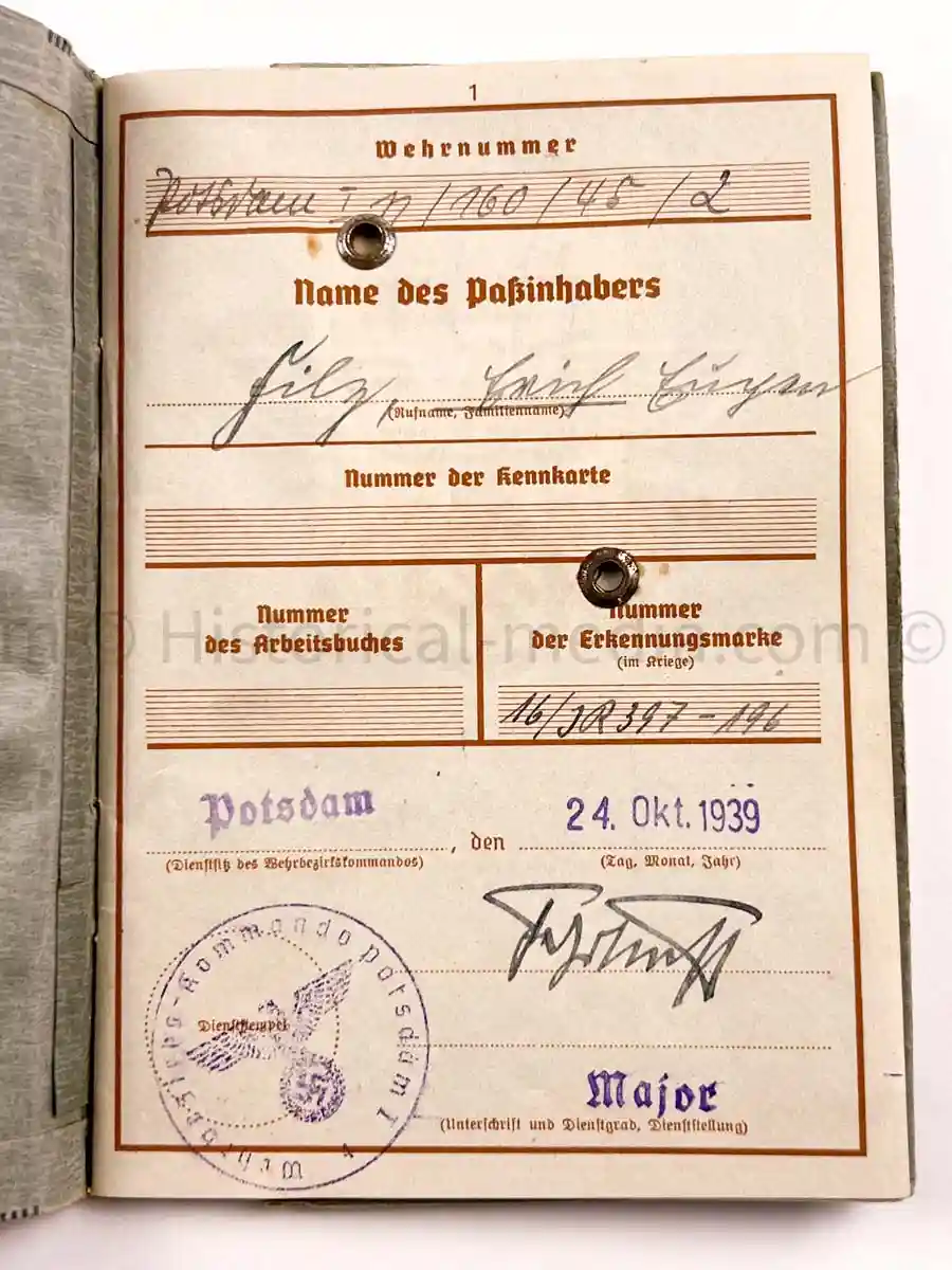 WEHRPASS - 218 INFANTERIE DIVISION - KIA CHOLM!