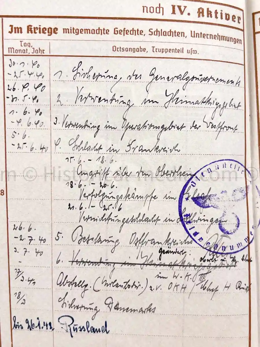 WEHRPASS - 218 INFANTERIE DIVISION - KIA CHOLM!