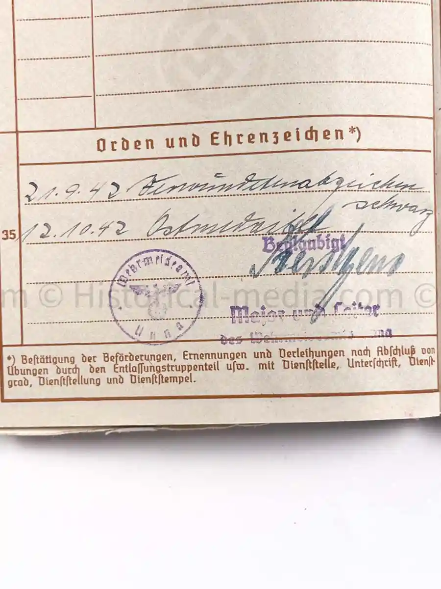 WEHRPASS - 19. INFANTERIE DIVISION - 20. PANZER DIVISION - POLAND, FRANCE, RUSSIA 