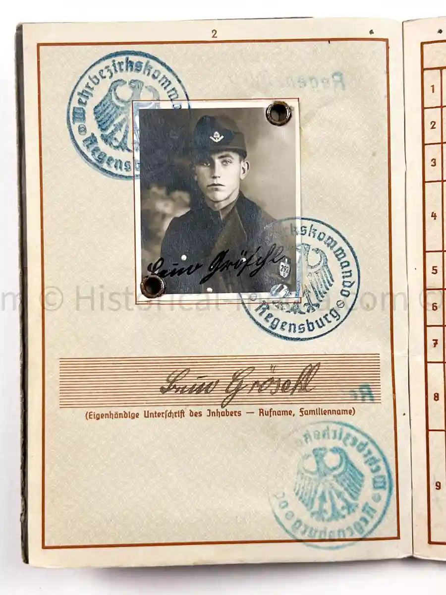 GEBIRGSJÄGER WEHRPASS - 10. INFANTERIE DIVISION - 5. GEBIRGS DIVISION - POLAND, FRANCE, BALKANS, GREECE, RUSSIA - WOLCHOW & LENINGRAD