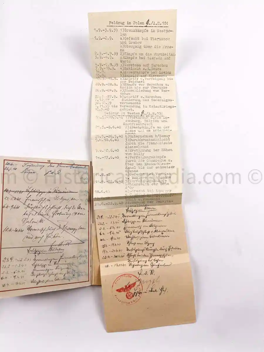 GEBIRGSJÄGER WEHRPASS - 10. INFANTERIE DIVISION - 5. GEBIRGS DIVISION - POLAND, FRANCE, BALKANS, GREECE, RUSSIA - WOLCHOW & LENINGRAD