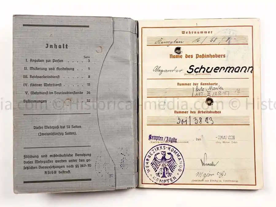WEHRPASS - 57. INFANTERIE DIVISION - 8. JÄGER DIVISION - POLAND, FRANCE - KIA RUSSIA 