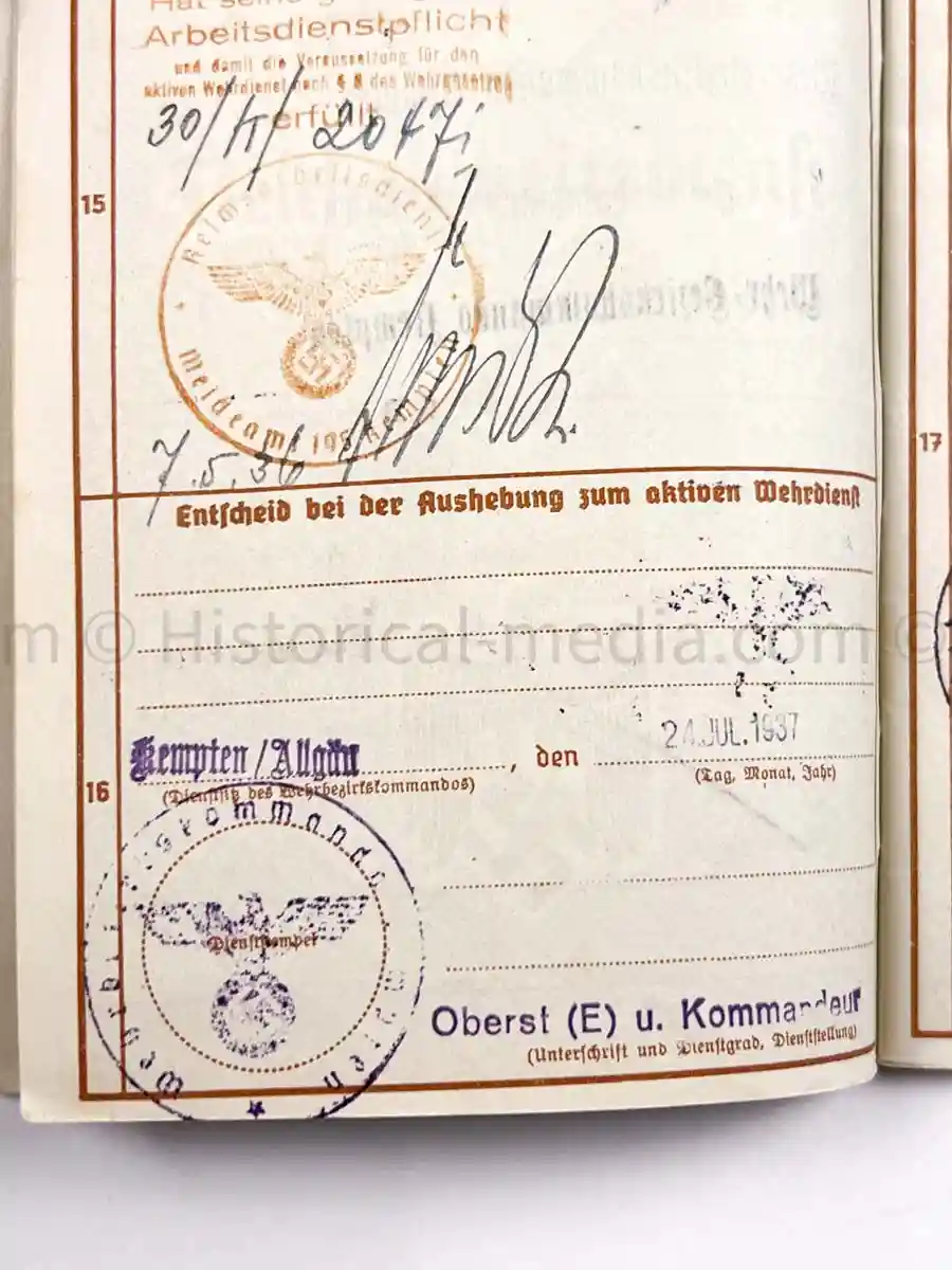 WEHRPASS - 57. INFANTERIE DIVISION - 8. JÄGER DIVISION - POLAND, FRANCE - KIA RUSSIA 