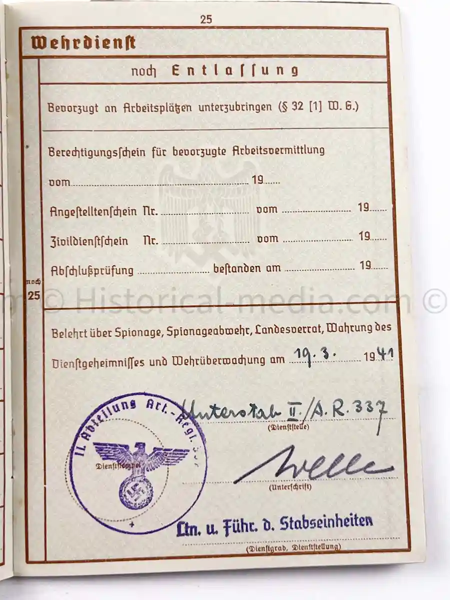 WEHRPASS - 57. INFANTERIE DIVISION - 8. JÄGER DIVISION - POLAND, FRANCE - KIA RUSSIA 