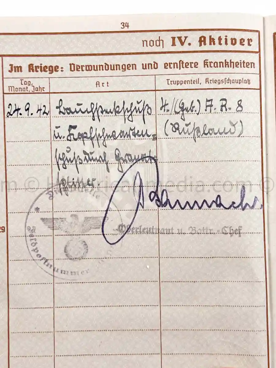 WEHRPASS - 57. INFANTERIE DIVISION - 8. JÄGER DIVISION - POLAND, FRANCE - KIA RUSSIA 