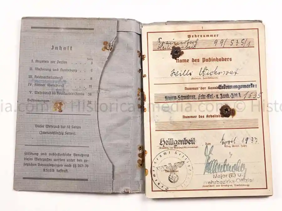 WEHRPASS - ARTILLERIE ABTEILUNG 526 (MOT.) - POLAND CAMPAIGN 