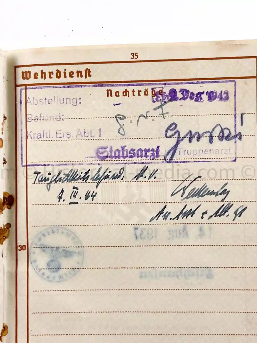 WEHRPASS - ARTILLERIE ABTEILUNG 526 (MOT.) - POLAND CAMPAIGN 
