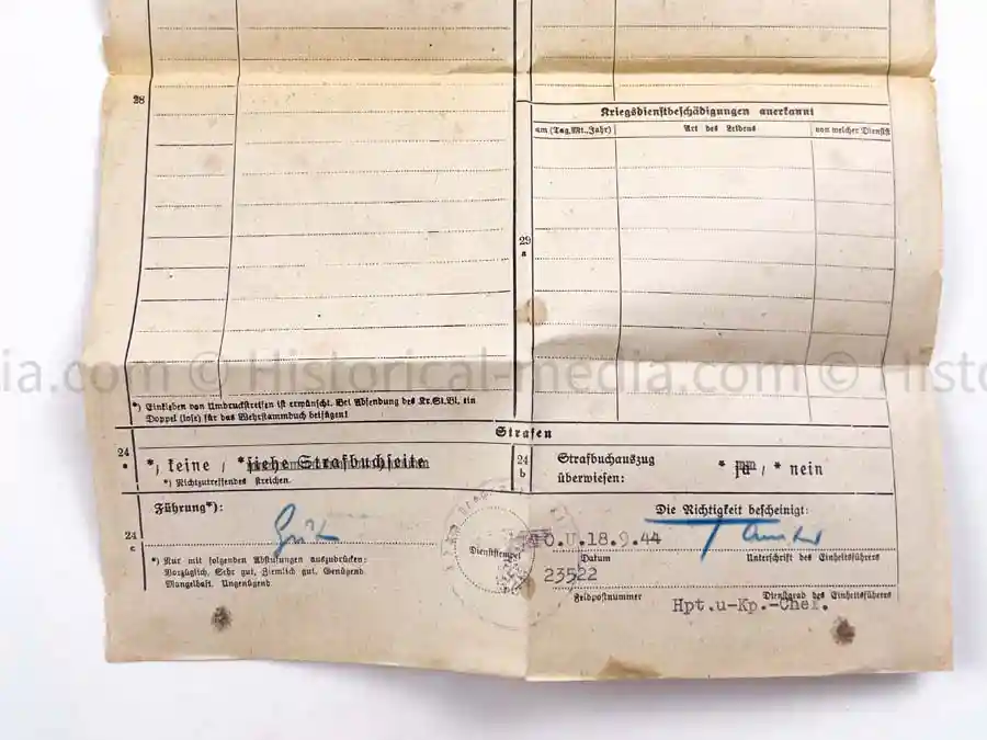 WEHRPASS - ARTILLERIE ABTEILUNG 526 (MOT.) - POLAND CAMPAIGN 