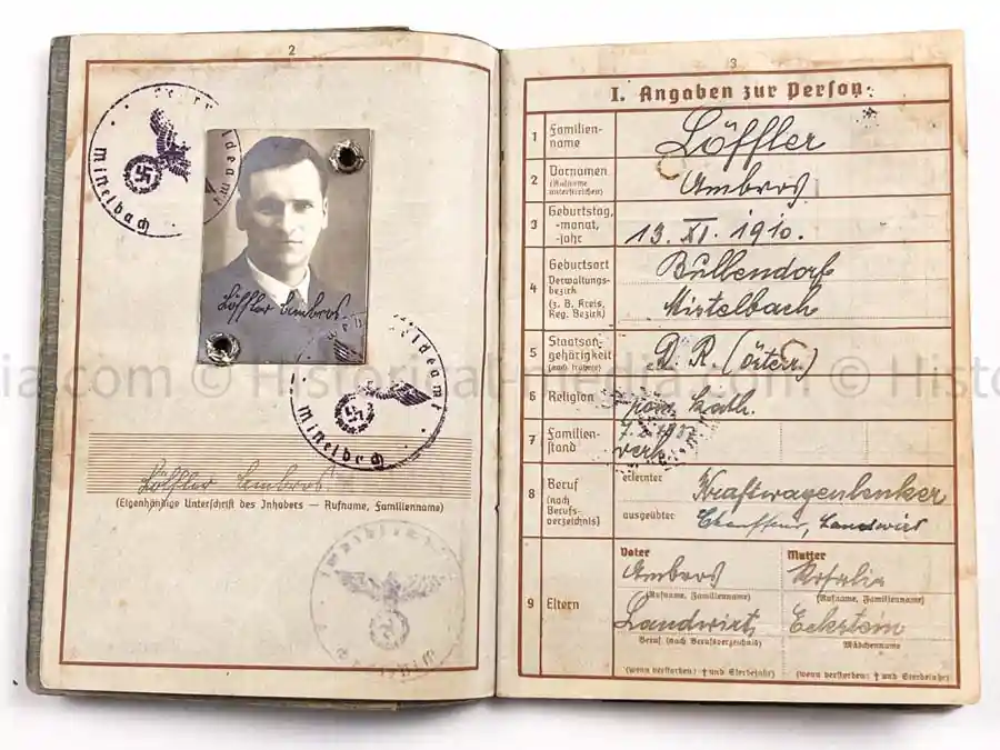 WEHRPASS - 1. INFANTERIE DIVISION - POLAND, FRANCE 