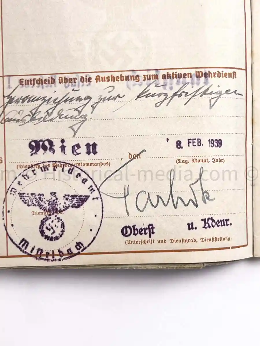 WEHRPASS - 1. INFANTERIE DIVISION - POLAND, FRANCE 