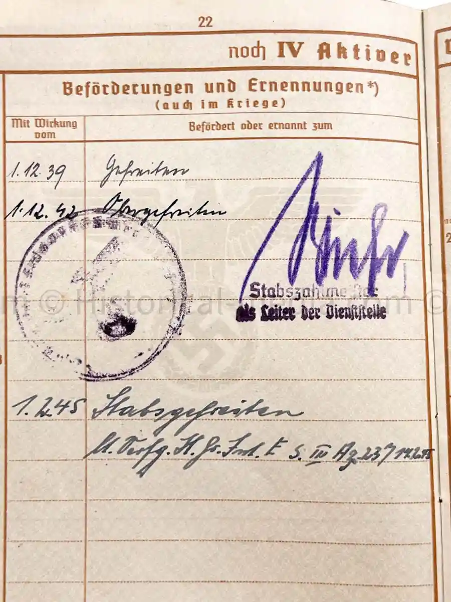 WEHRPASS - 1. INFANTERIE DIVISION - POLAND, FRANCE 