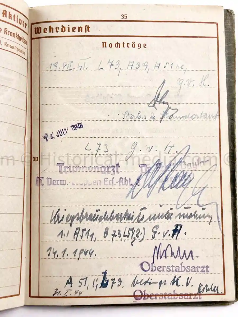 WEHRPASS - 1. INFANTERIE DIVISION - POLAND, FRANCE 