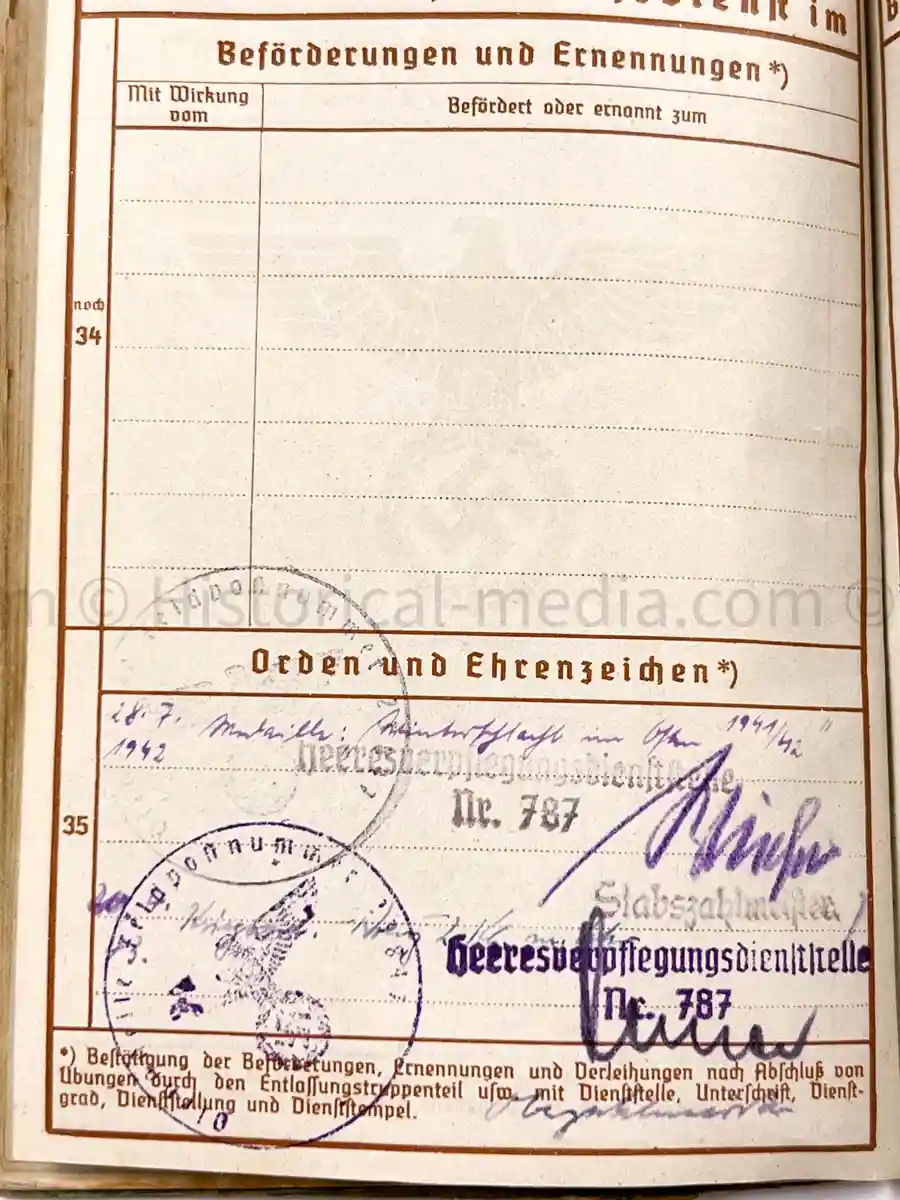 WEHRPASS - 1. INFANTERIE DIVISION - POLAND, FRANCE 