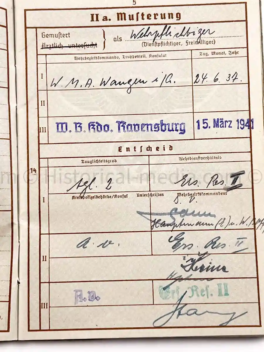 WEHRPASS - 1. INFANTERIE DIVISION - POLAND, FRANCE 