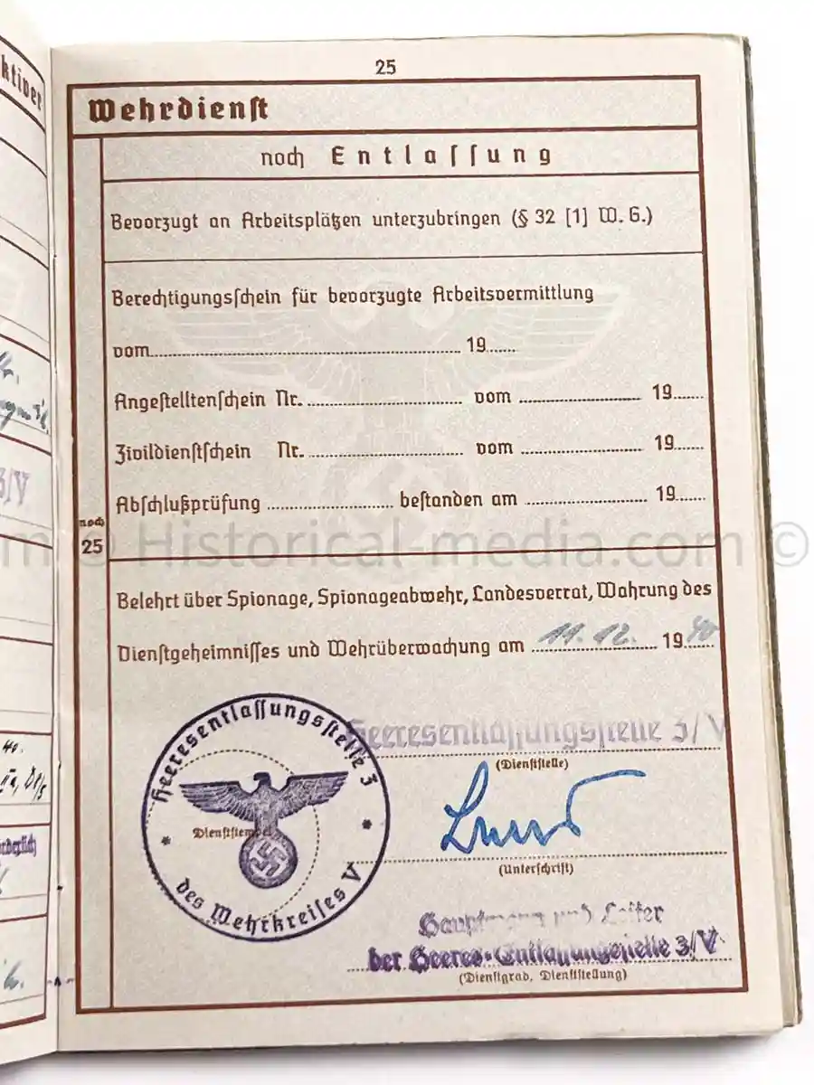 WEHRPASS - 1. INFANTERIE DIVISION - POLAND, FRANCE 