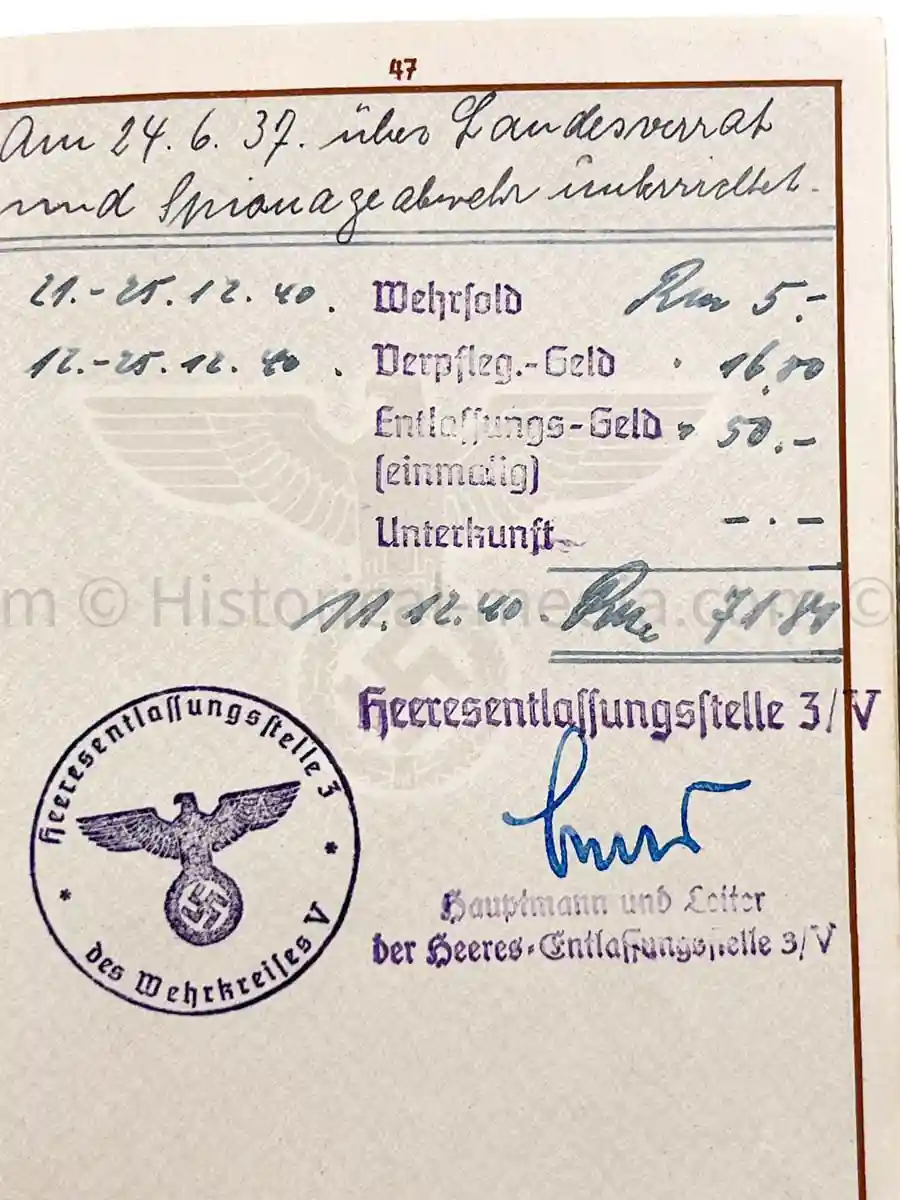 WEHRPASS - 1. INFANTERIE DIVISION - POLAND, FRANCE 