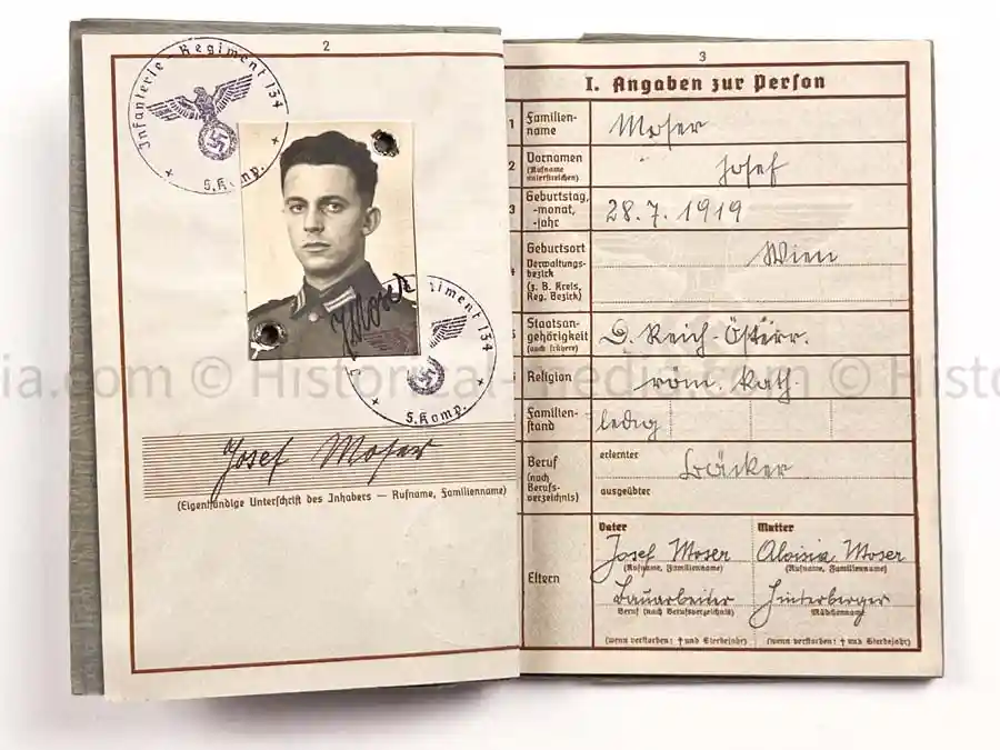 WEHRPASS - 1. INFANTERIE DIVISION - POLAND, FRANCE 