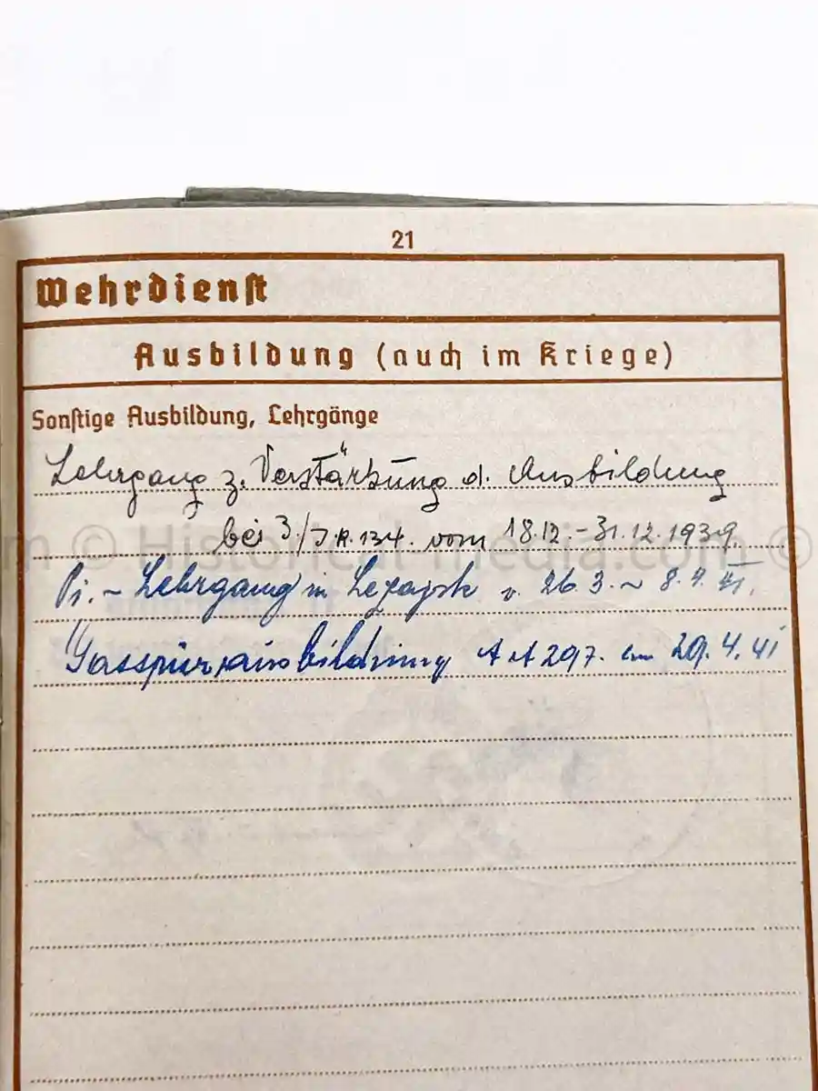 WEHRPASS - 1. INFANTERIE DIVISION - POLAND, FRANCE 