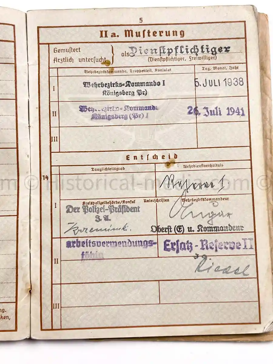 WEHRPASS - 1. INFANTERIE DIVISION - POLAND, FRANCE 