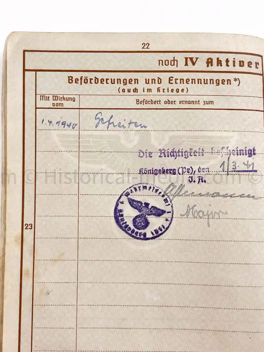 WEHRPASS - 1. INFANTERIE DIVISION - POLAND, FRANCE 