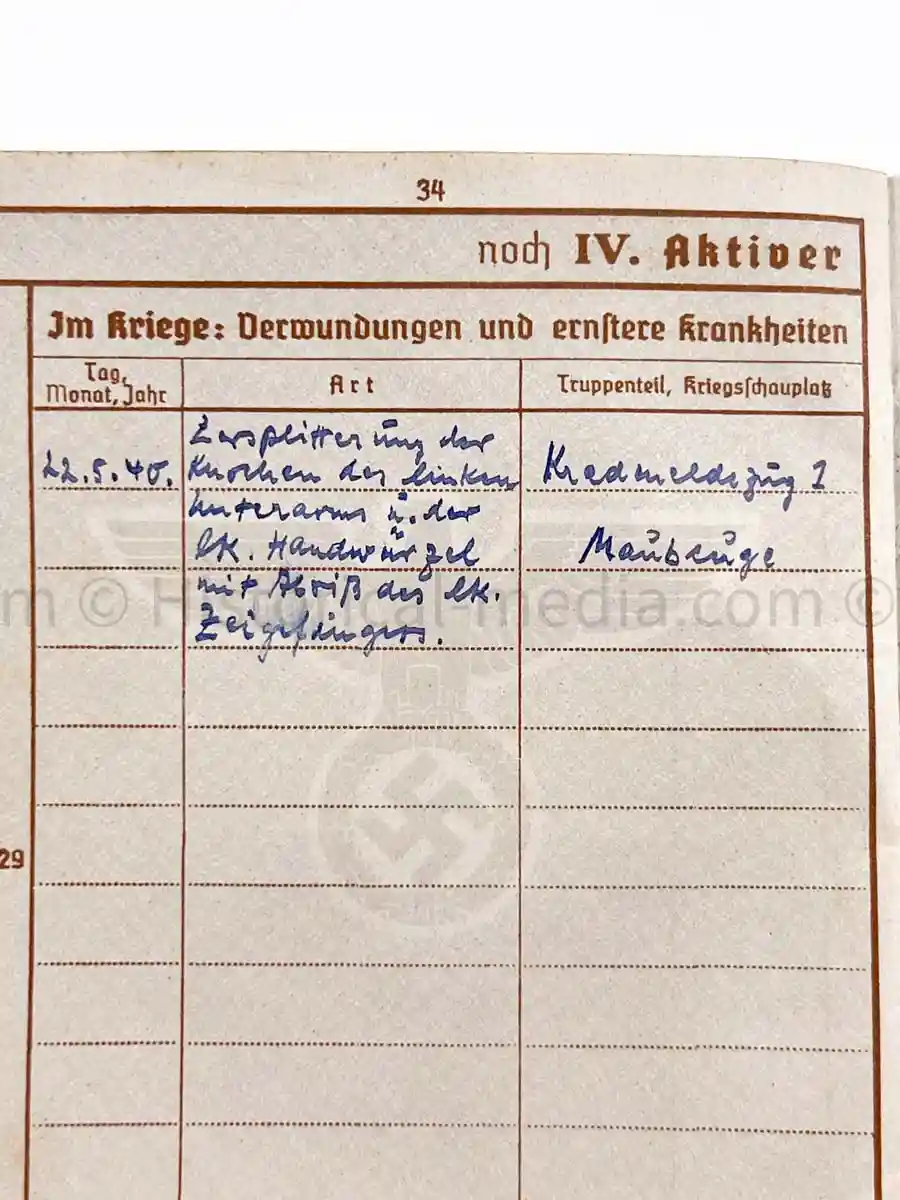 WEHRPASS - 1. INFANTERIE DIVISION - POLAND, FRANCE 