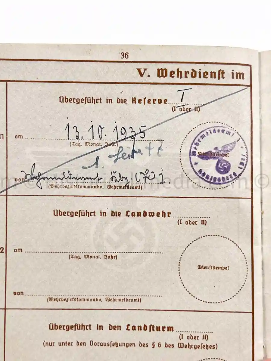 WEHRPASS - 1. INFANTERIE DIVISION - POLAND, FRANCE 