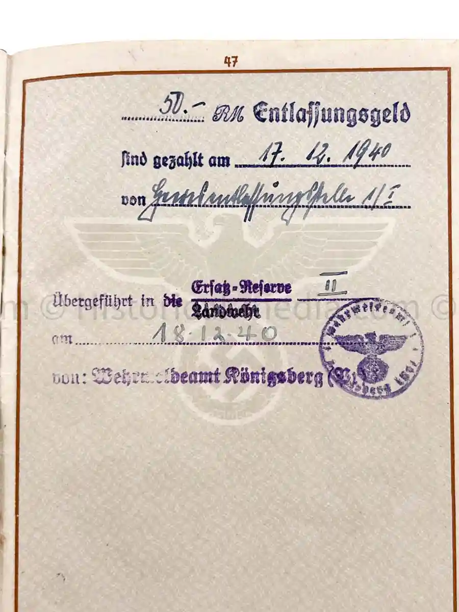 WEHRPASS - 1. INFANTERIE DIVISION - POLAND, FRANCE 