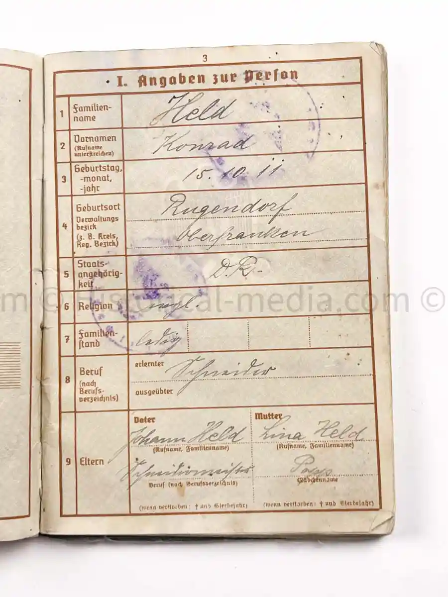 WEHRPASS - BICYCLE INFANTRY - 73. INFANTERIE DIVISION - RADFAHR SCHWADRON 323 - POLAND, FRANCE, RUSSIA