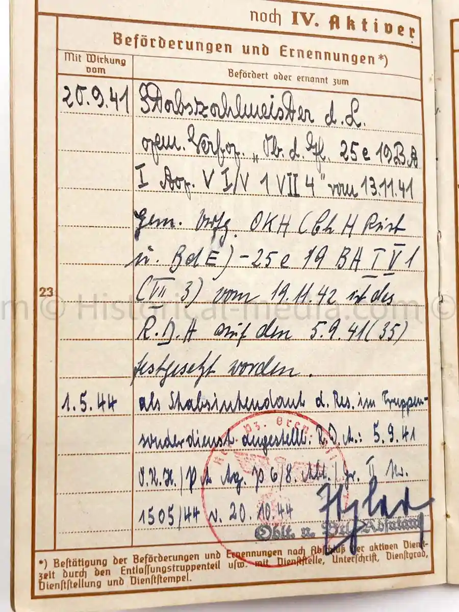WEHRPASS - ZAHLMEISTER - 218. INFANTRY DIVISION - POLAND, FRANCE, RUSSIA, DENMARK - MANY AWARDS 