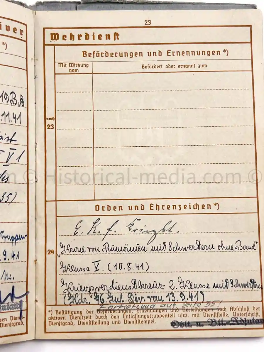 WEHRPASS - ZAHLMEISTER - 218. INFANTRY DIVISION - POLAND, FRANCE, RUSSIA, DENMARK - MANY AWARDS 